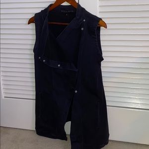 Fine by superfine long black denim vest